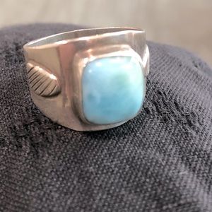 Large size Larimar sterling ring